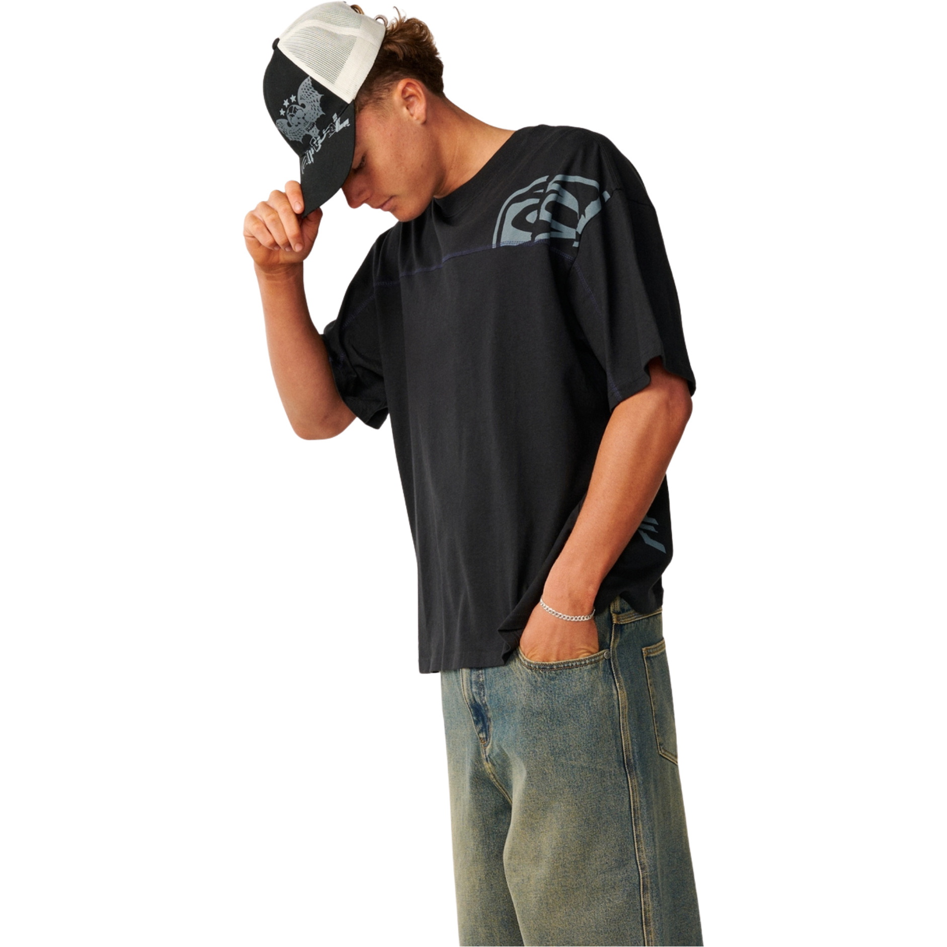 2026 Rip Curl Mens Archive Thrashed Panel T-Shirt 12OMTE - Black